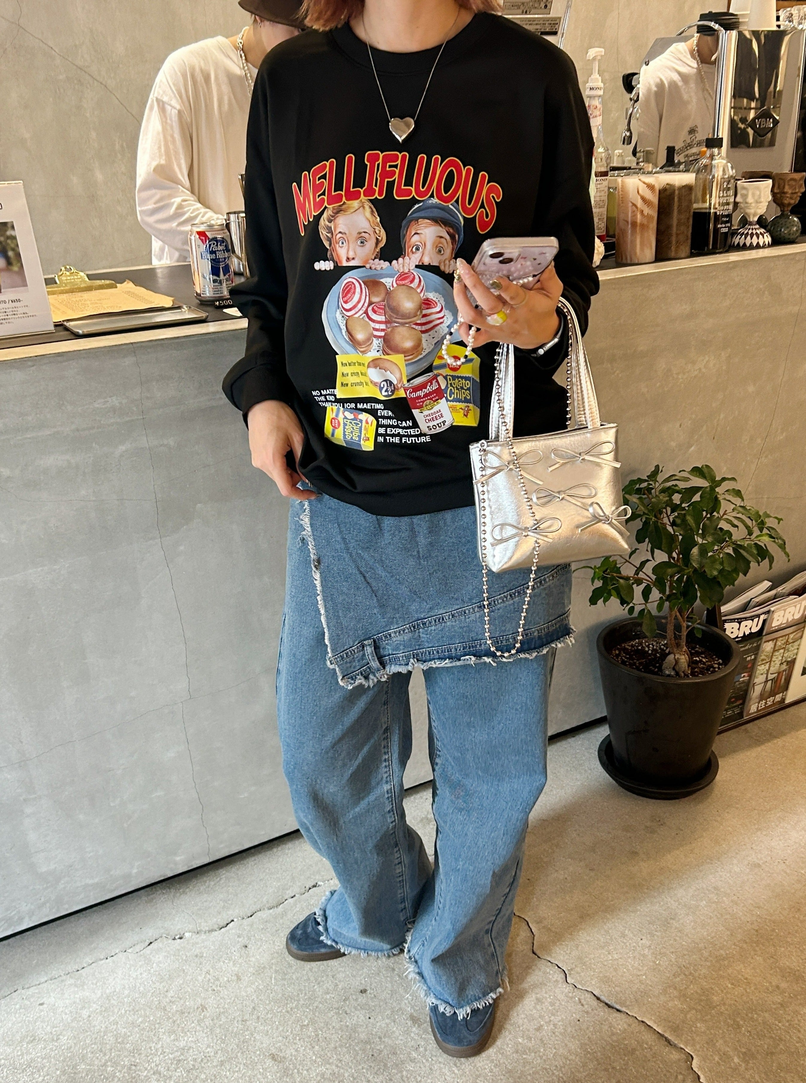 ＜SL2233679＞　レイヤードラップ風デニムパンツ