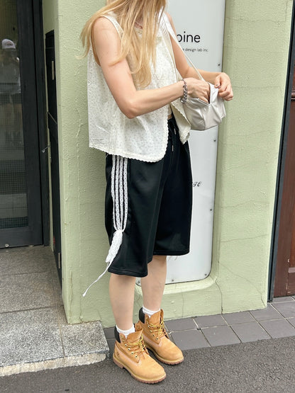 ＜SL2242608＞　サイドレースリボンハーフパンツ