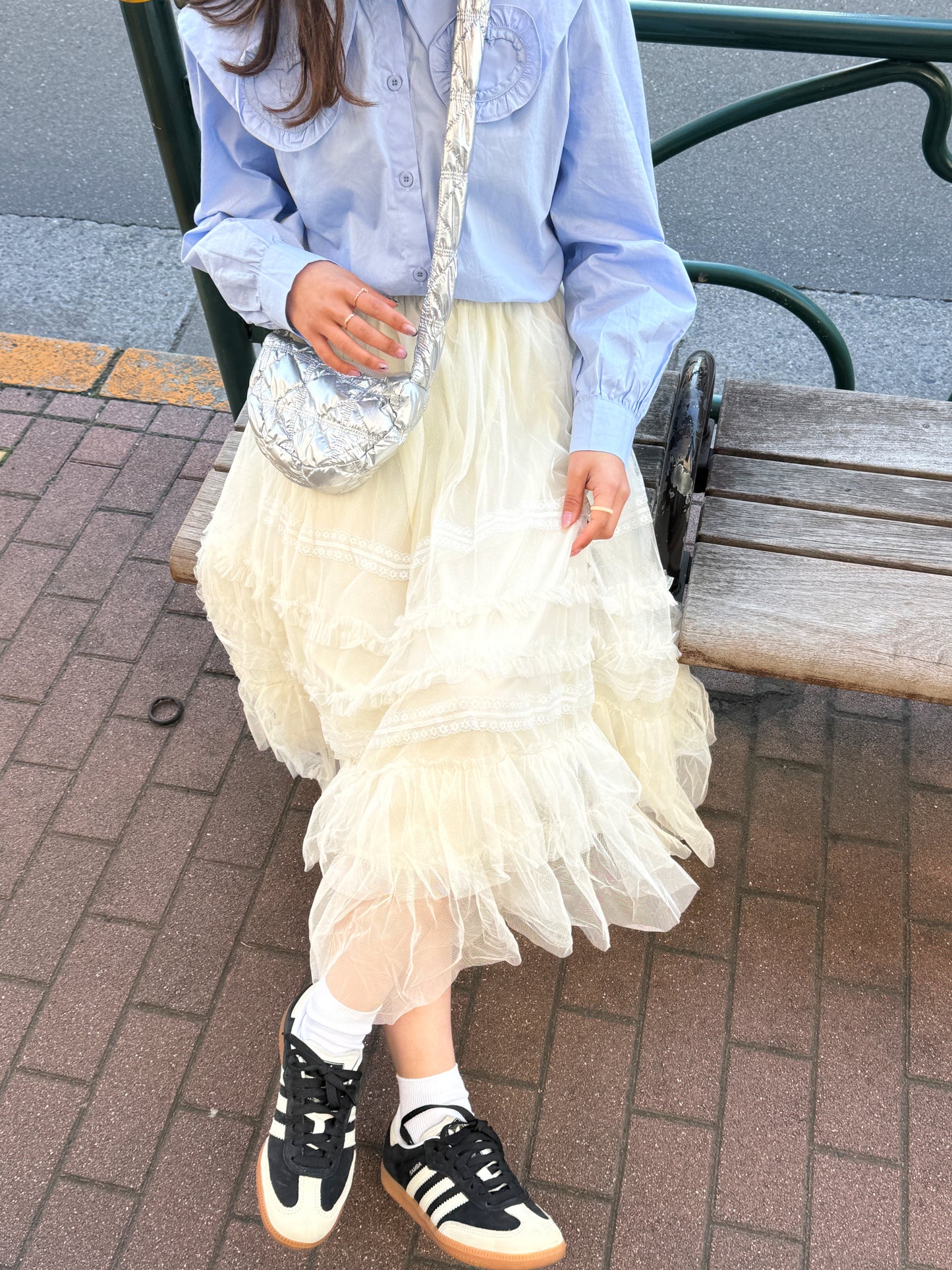 ＜SL2223701＞　ギャザーティアードロングスカート