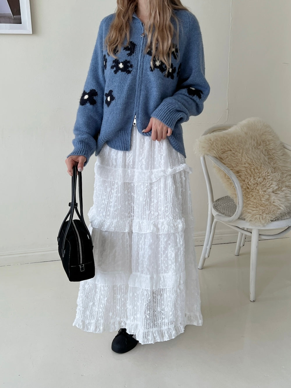 ＜SL2243632＞　shining lace tiered skirt