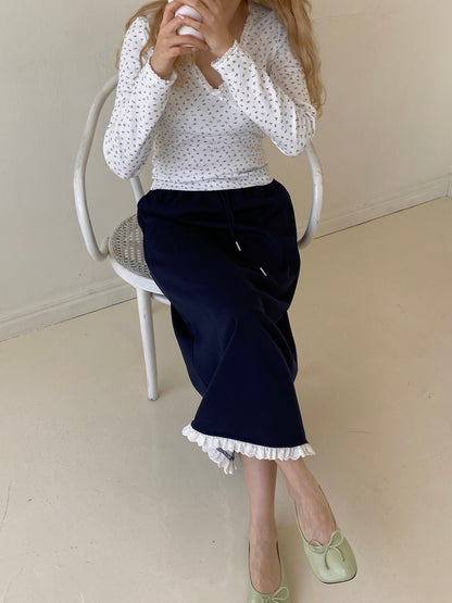 ＜SL2251642＞　レースヘムスウェットスカート