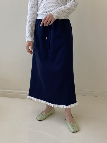 ＜SL2251642＞　レースヘムスウェットスカート