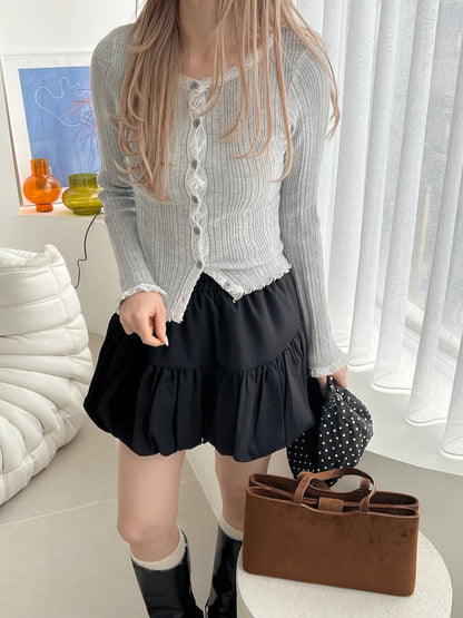 ＜SL2251609＞　リブレースメロウカーディガン