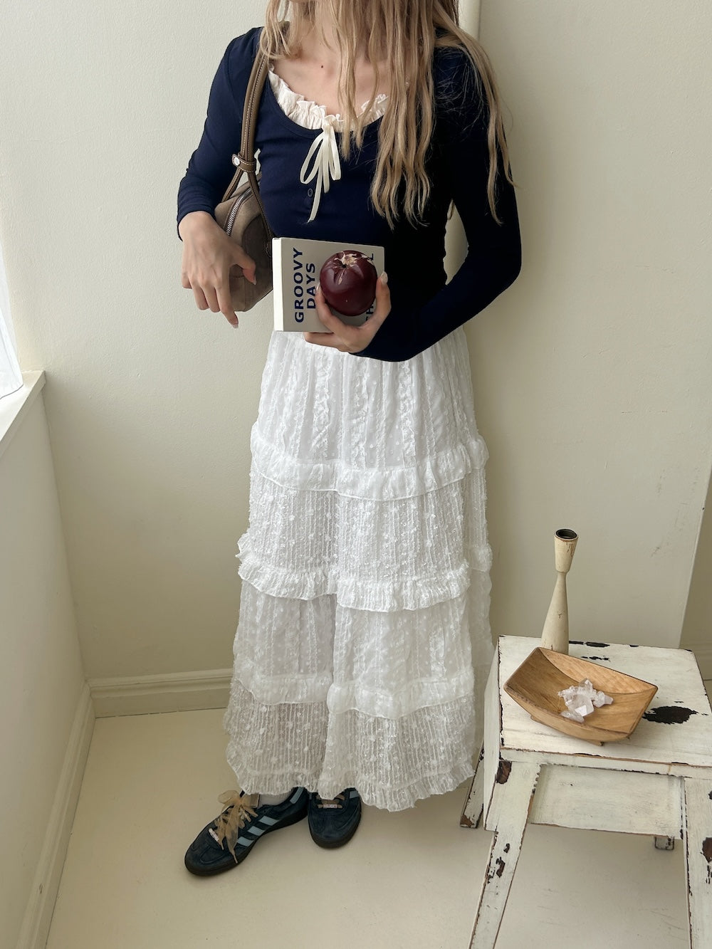 ＜SL2243632＞　shining lace tiered skirt