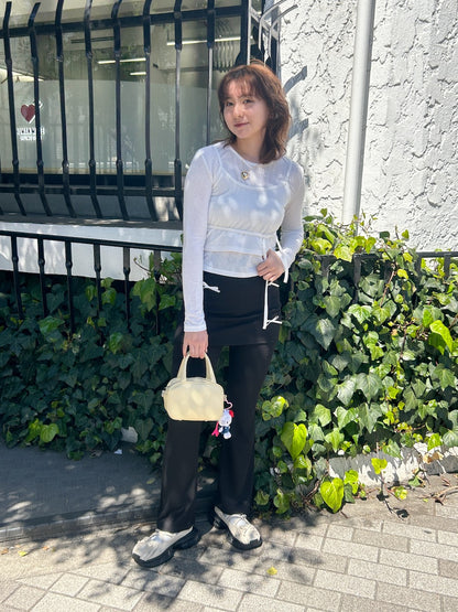 ＜SL2241632＞　リボンポイントレイヤードスカートパンツ
