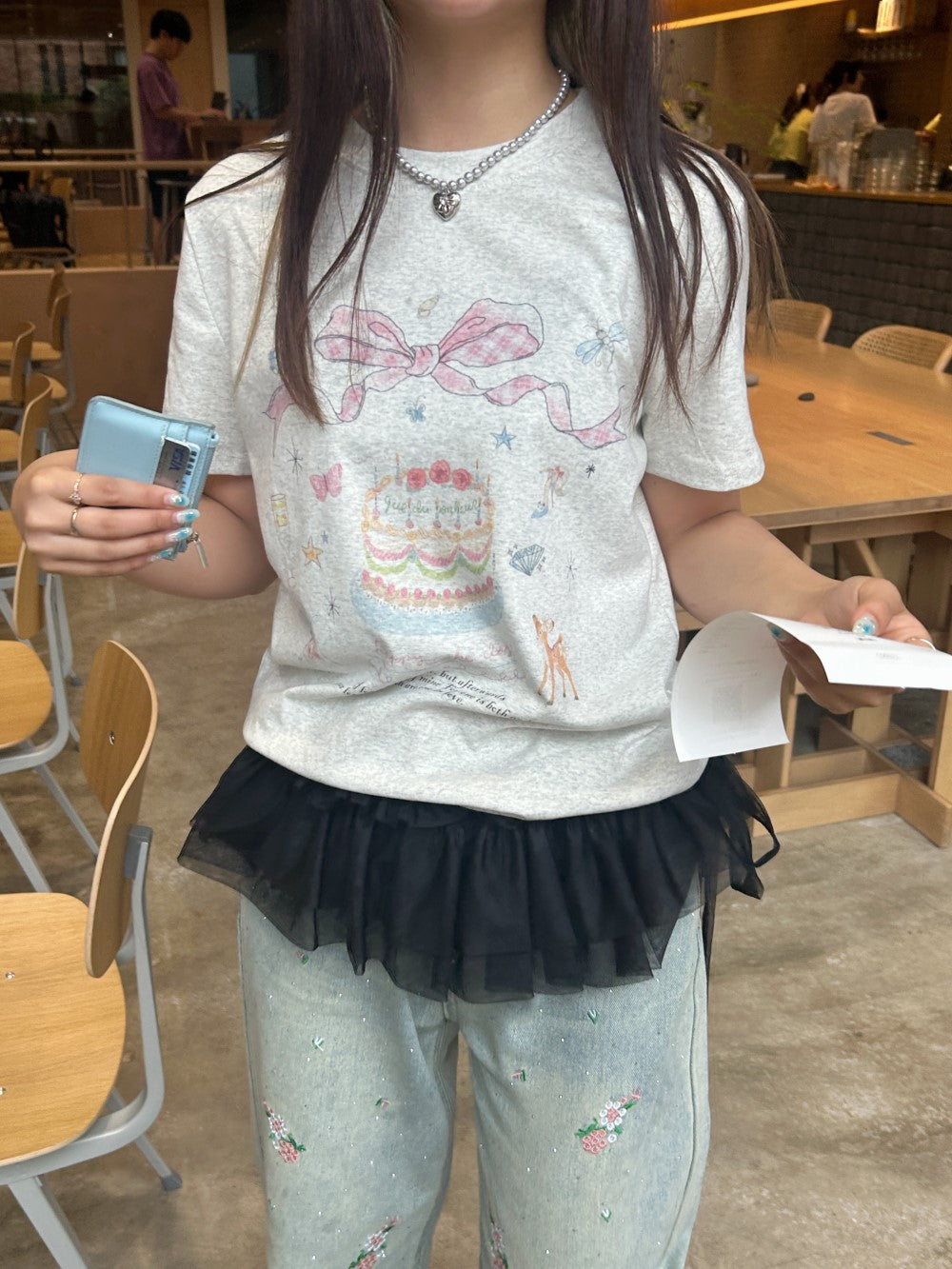 ＜SL2242621＞　vintage ribbon cake tee