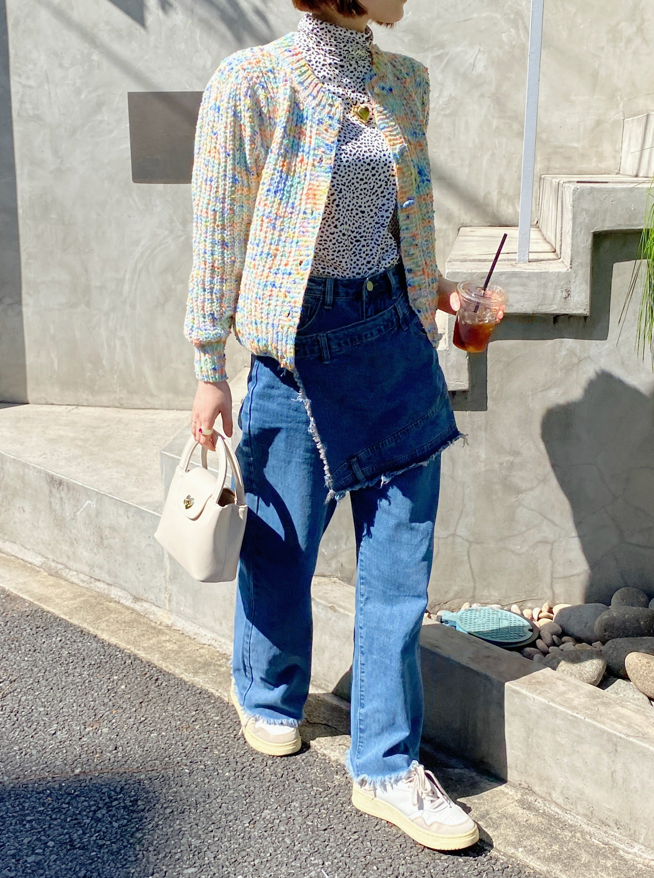 ＜SL2233679＞　レイヤードラップ風デニムパンツ