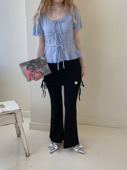 ＜SL2252613＞　リボンパフスリーブ半袖ニット