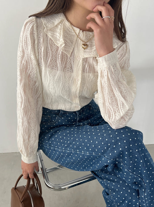 ＜SL2234639＞　vintage like frill blouse