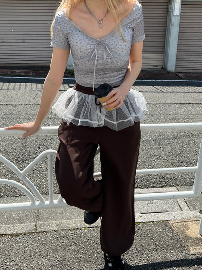 ＜SL2252608＞　パッド付き小花柄VネックTシャツ