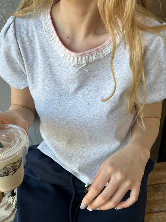 ＜SL2252615＞　チェックパイピングミニTシャツ