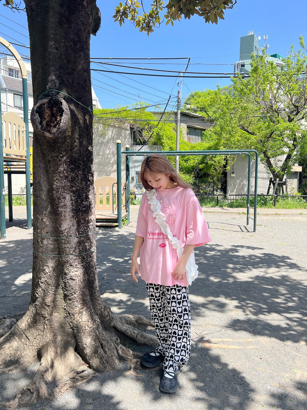 ＜SL2241611＞　ハートプリーツパンツ