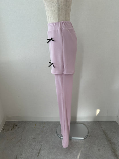 ＜SL2241632＞　リボンポイントレイヤードスカートパンツ