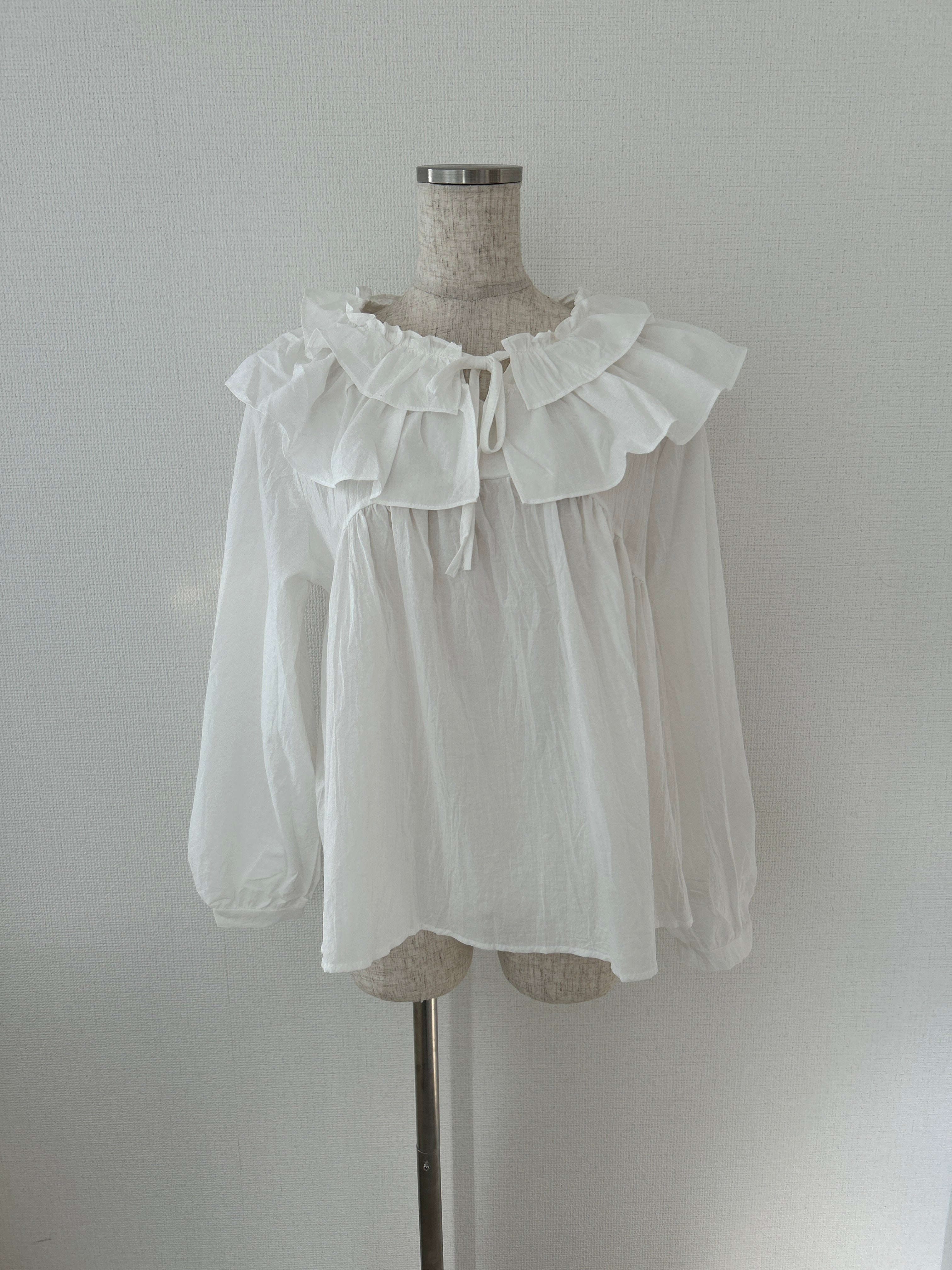 ＜SL2241624＞　double frill collar vintage blouse