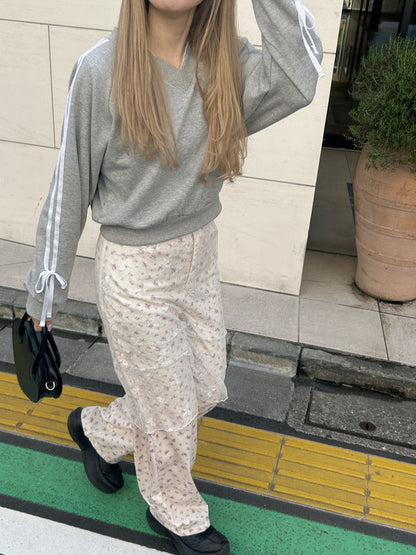 ＜SL2241605＞　袖リボンスウェット