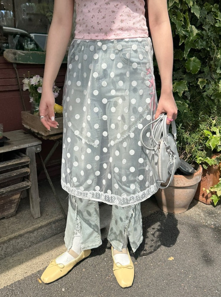 ＜SL2241651＞　dot fancy apron skirt