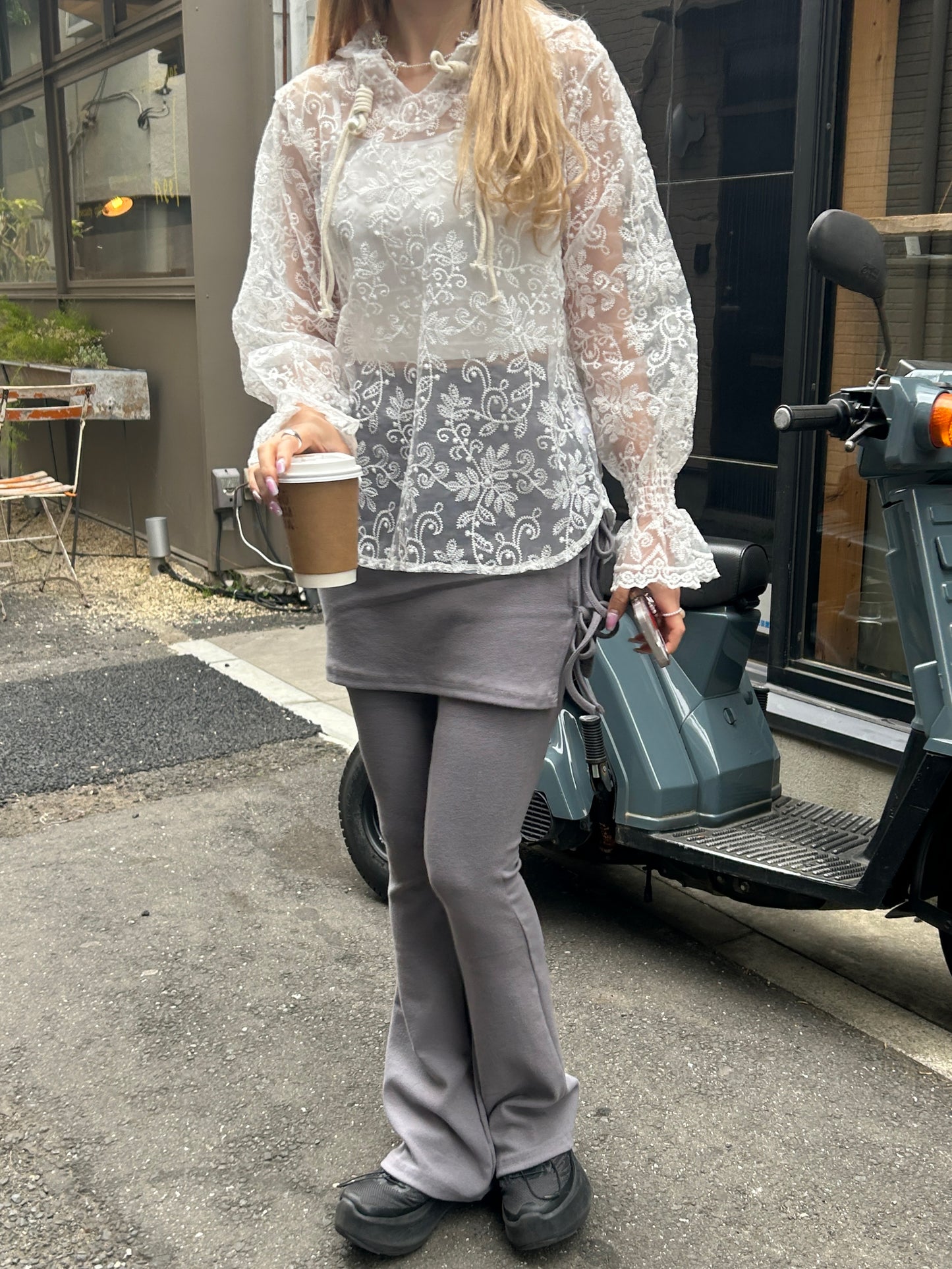 ＜SL2241609＞　ribbon skirt pants