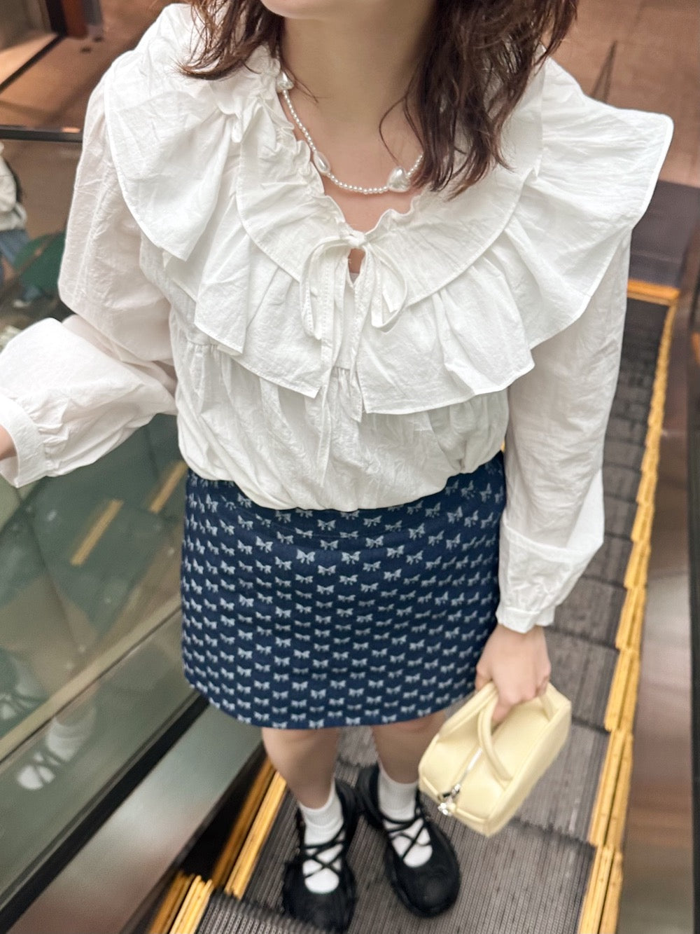 ＜SL2241624＞　double frill collar vintage blouse