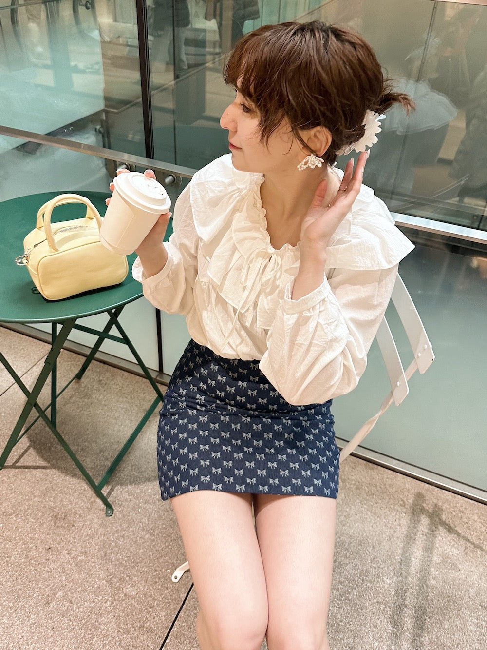 ＜SL2241624＞　double frill collar vintage blouse