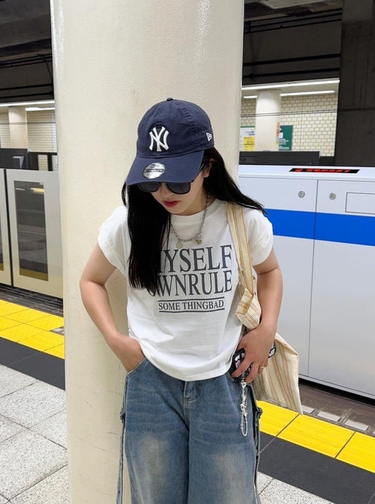 ＜CH2242808＞　サイドドロストクロップドTシャツ