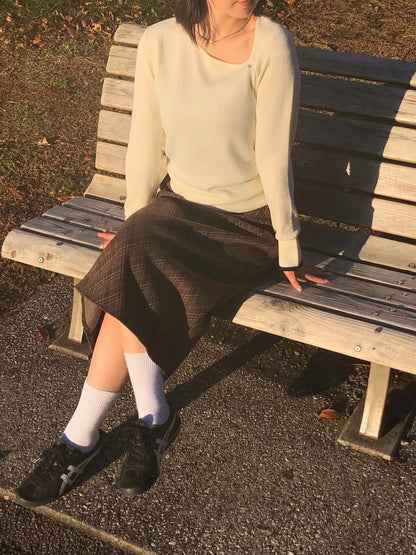 ＜IN2244715＞　ペンシルチェックスカート