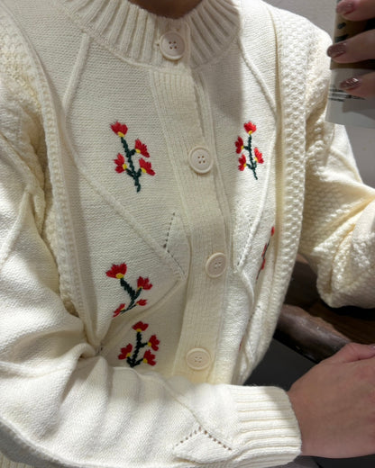 ＜LI2244107＞　フラワー刺繍カーディガン