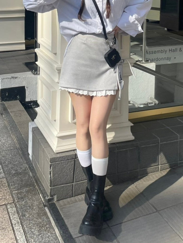 ＜QU2251205＞　フリルヘム台形ミニスカート