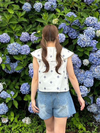 ＜RN2242016＞　リボンデニムショートパンツ