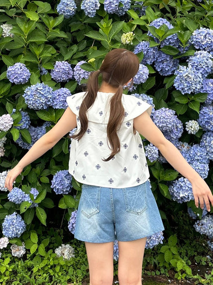 ＜RN2242016＞　リボンデニムショートパンツ