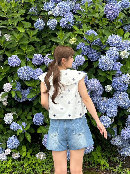 ＜RN2242016＞　リボンデニムショートパンツ