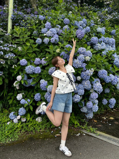 ＜RN2242016＞　リボンデニムショートパンツ