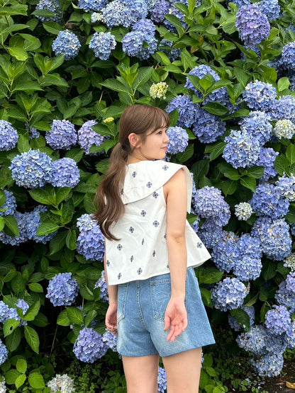 ＜RN2242016＞　リボンデニムショートパンツ