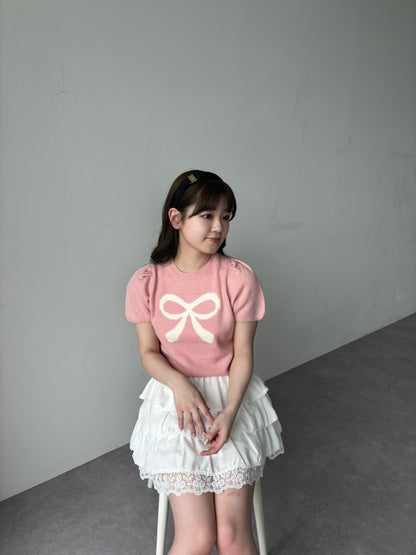 ＜RN2242001＞　リボンパフスリーブニット