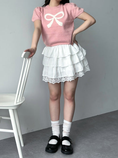 ＜RN2242001＞　リボンパフスリーブニット
