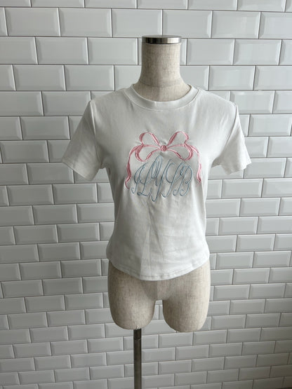 ＜SL2242610＞　リボンクロップドTシャツ