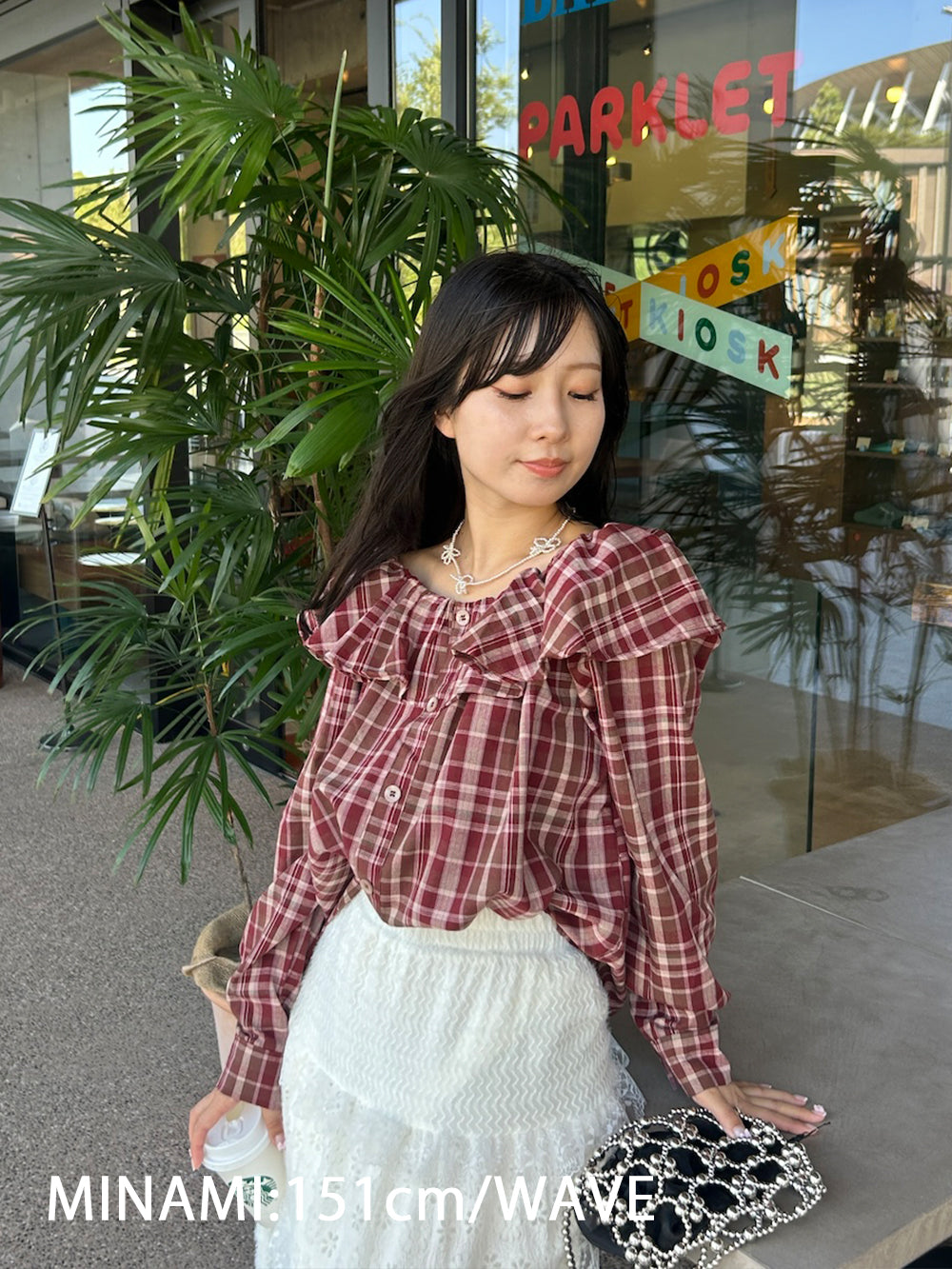 ＜SL2243666＞　2WAYチェックボリュームブラウス