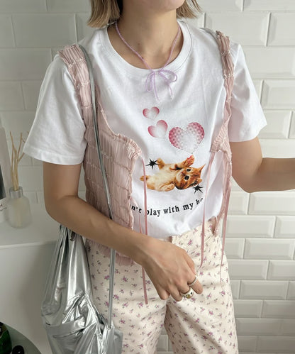 ＜SL2233613＞　ネコハートTシャツ