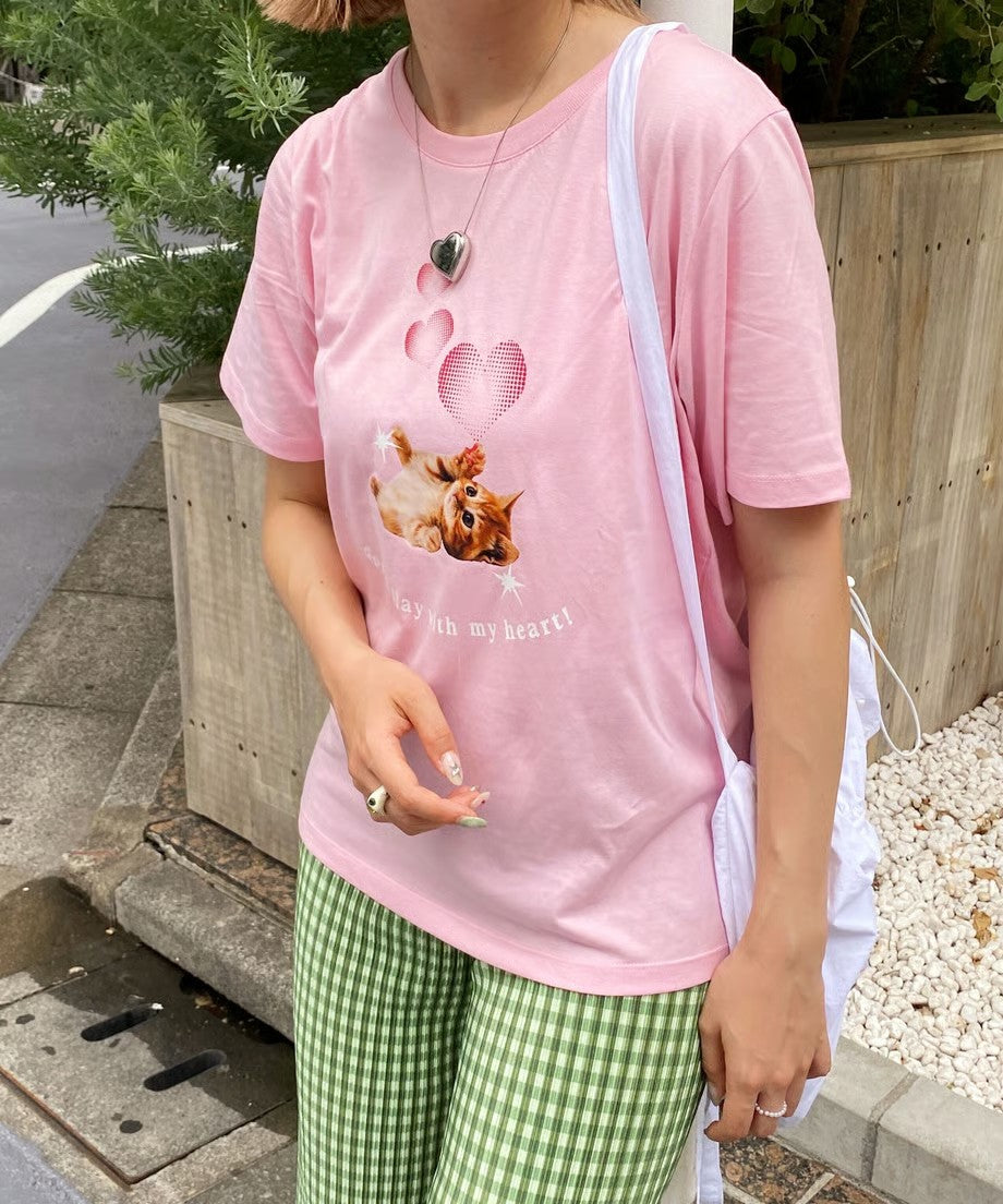 ＜SL2233613＞　ネコハートTシャツ