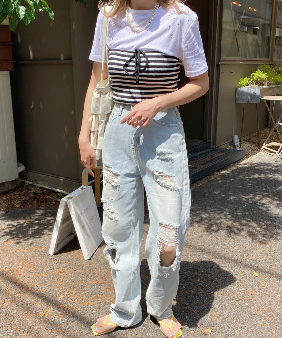 ♥＜SL2233604＞　ビジューTシャツ