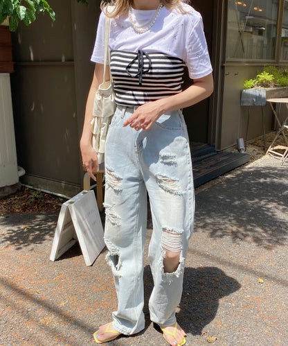 ♥＜SL2233604＞　ビジューTシャツ