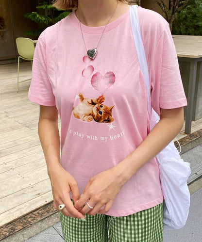 ＜SL2233613＞　ネコハートTシャツ