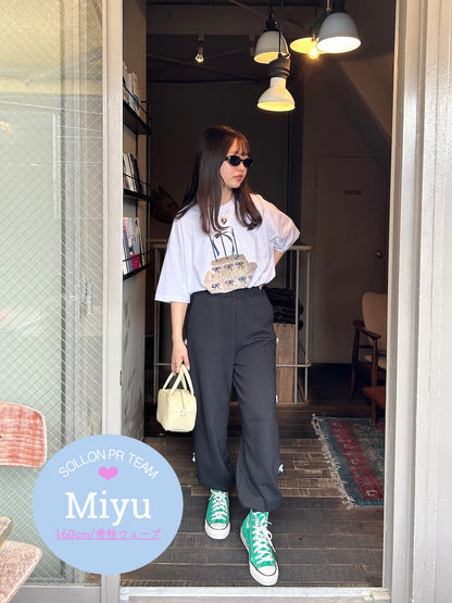 ＜SL2241630＞　side ribbon sweat pants