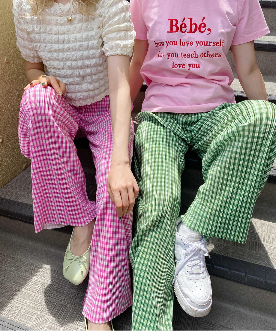 ＜SL2221655＞　チェックプリーツパンツ