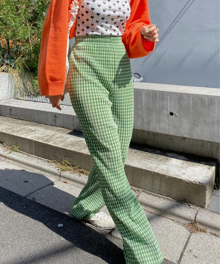 ＜SL2221655＞　チェックプリーツパンツ
