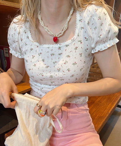 ＜SL2222721＞　小花柄パフスリーブTOPS