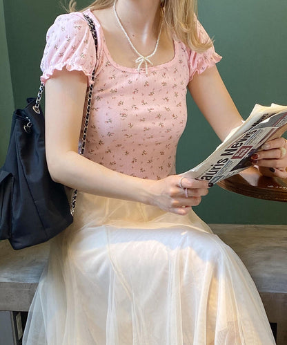 ＜SL2222721＞　小花柄パフスリーブTOPS