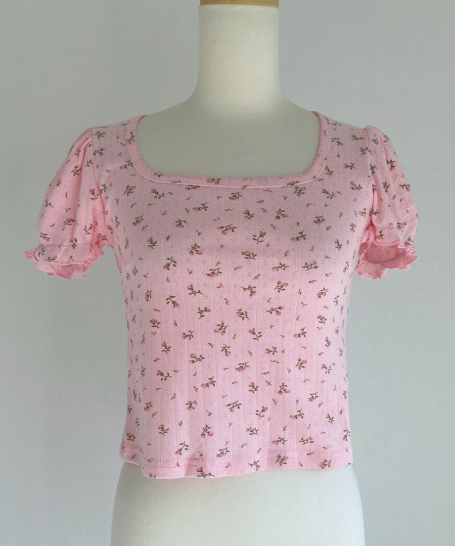 ＜SL2222721＞　小花柄パフスリーブTOPS