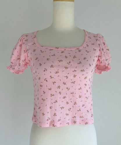 ＜SL2222721＞　小花柄パフスリーブTOPS