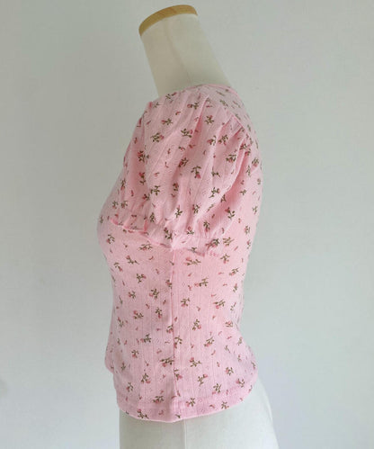 ＜SL2222721＞　小花柄パフスリーブTOPS