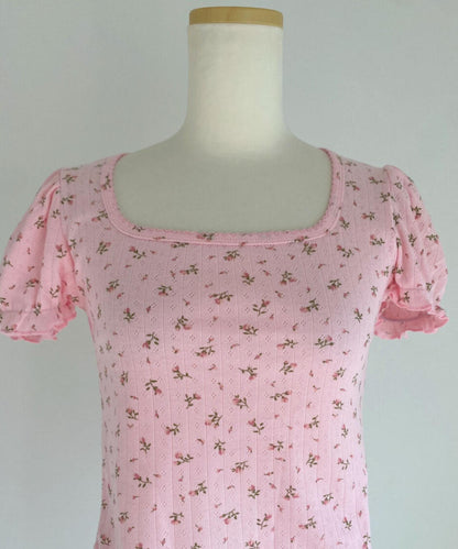 ＜SL2222721＞　小花柄パフスリーブTOPS